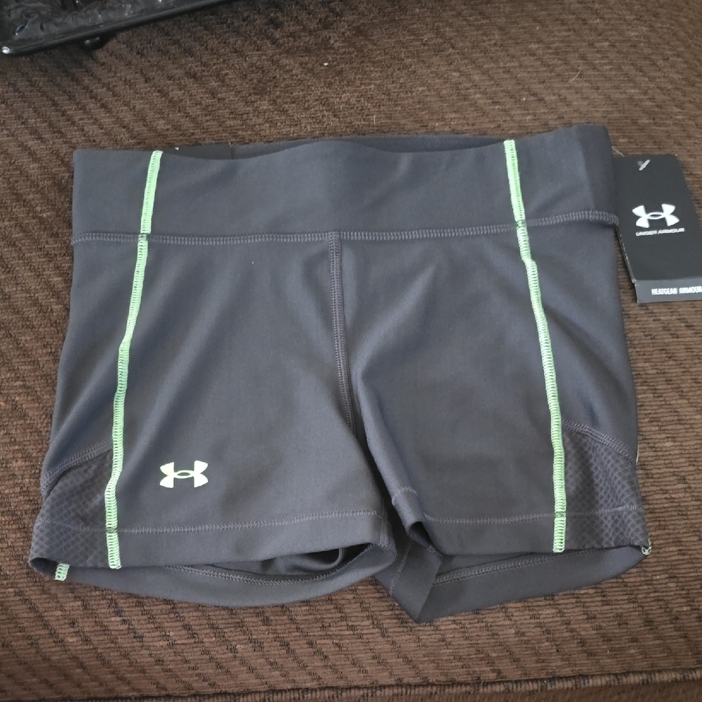 Under Armour Black and Green Athletic Shorts with Neon Accents
